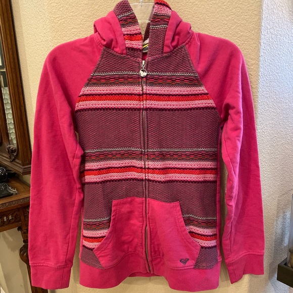Roxy Jackets & Coats Roxy Girls Pink Hoodie Zip Up Jacket Size Xl
